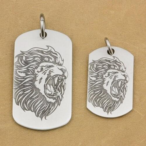 316L Stainless Steel High Detail Deep Engraved Mens Biker Rocker Punk Angry Lion King Pendant Dog Tag 9X107 JP