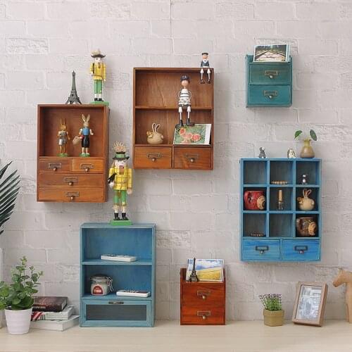 Wall Decoration Storage Shelf Wood Storage Box Wooden Shelves Display Holder Wall Hanging Key Locker House Racks Wooden Locker