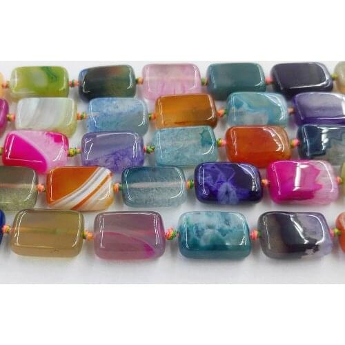 Natural Semi-precious Agate Stone Beads Colorful Rectangle Shape Mixed Agete DIY for Making Bracelet Necklace High Quality