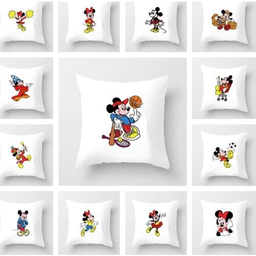 Mickey Minnie Carnival theme Scandinavian style pillowcase Home sofa white Pillow pillowcase bedroom car Home Decoration 45*45cm