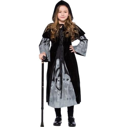 2021 new childrens ghost print costumes for girls playing death on stage costume for Halloween Costume