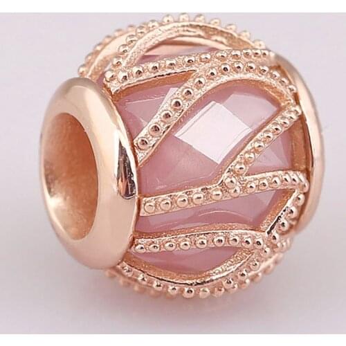 Original Rose Gold Intertwining Radiance With Crystal Beads Fit 925 Sterling Silver Bead Charm Bracelet DIY Jewelry