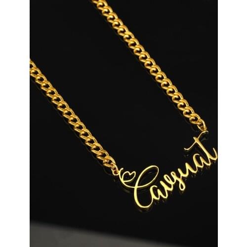 Gothic Old English Custom Name Necklaces Pendant Stainless Steel Curb Choke Chain Punk Alphabet Necklaces Jewerly Christmas Gift