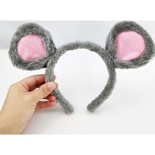 Rat Mouse Animal Ear Headband Role Playing Hair Ornament Unisex Cosplay Headwear Xmas Party Halloween Christmas