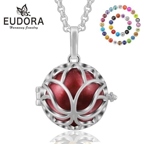 Eudora Lotus Floral Style Harmony Ball Baby Chime Angel Caller Cage Pendant Floating Bola Aromatherapy Locket Pendant K162N20