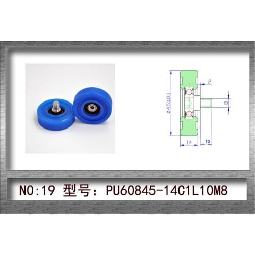 Polyurethane Enclosure 608z Bearing Roller Diameter 45mm,Thickness 14mm,M8X10 Screw,10pcs/lot