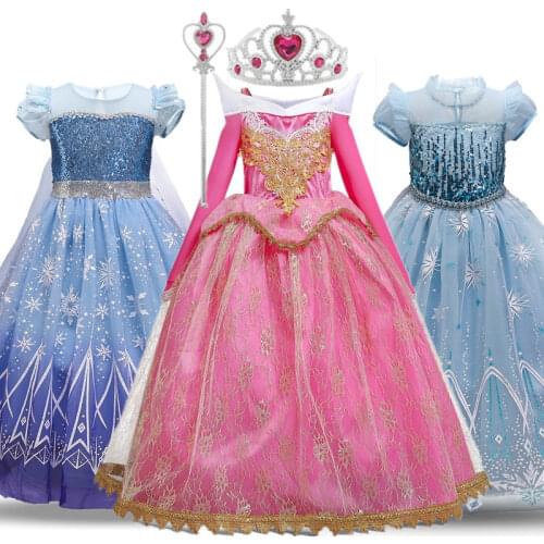 Fancy Rose Girl Dress Elegant Princess Costume Cosplay Party Kids Dress Halloween Birthday Children Dress Up