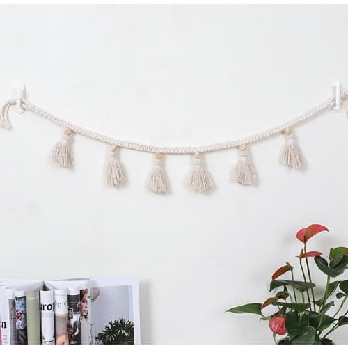 Bohemian Style Lanyard Tassel Pendant Attractive Rustic Cotton Household Tassel Garland for Wall Decoration