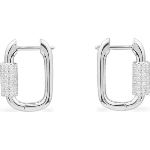 SOELLE Fashion Solid 925 Sterling Silver Chain Link Earrings Micro Cubic Zirconia Stones Women Luxury Brand Party Jewelry