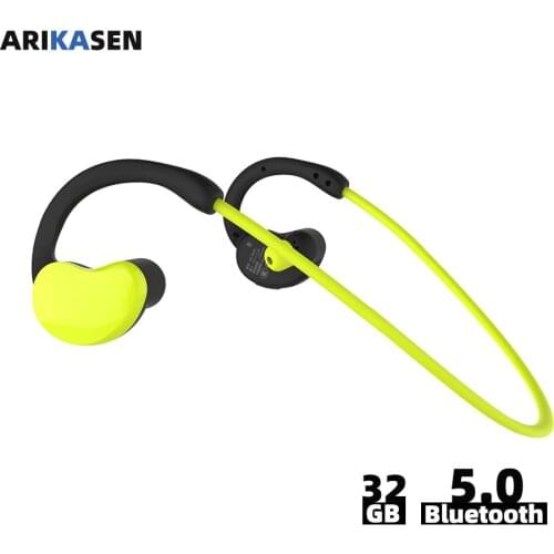 Arikasen sport MP3 Player headphone 32 GB Water Resistant bluetooth earphone 10 hours time wireless headset with micphone stereo