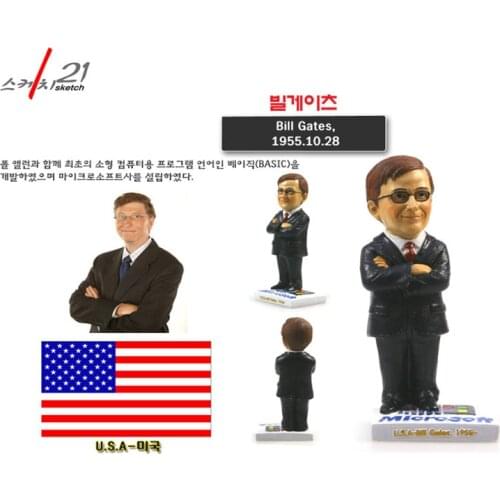 Hand-made Resin Crafts World Celebrities American Bill Gates Figurine Home Office Decoration Great Collection