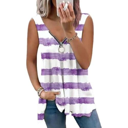 2021 New Summer Casual Striped Print Womens Vest Top Black Blue Green Striped Tops