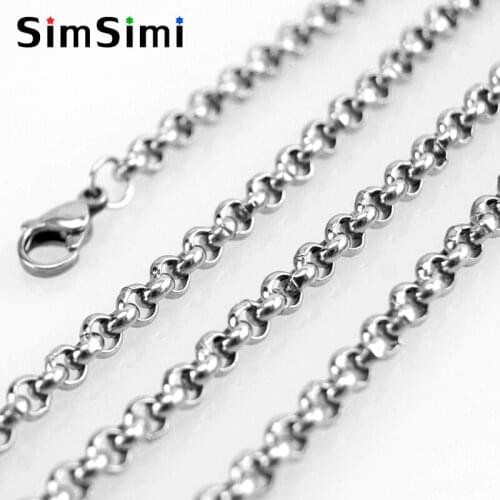 DIY Jewelry necklace 4mm pearl rolo Chain steel necklace parts for men women girl Stainless Steel High Quality 10pcs Wholesale