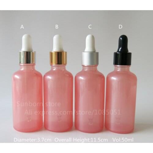 10PCS/lot 50ml Pink Glass Essential Oil Bottle With Dropper 50cc Empty Dropper Bottle