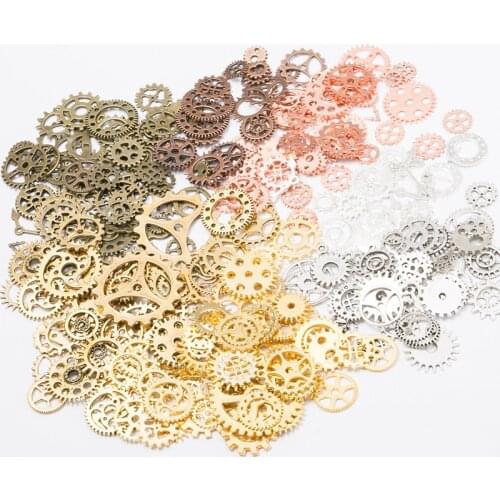 100g/Bag Mix Size Metal Mechanical Steampunk Cogs Gear Pendant Charms For DIY Making Necklace Jewelry Accessories