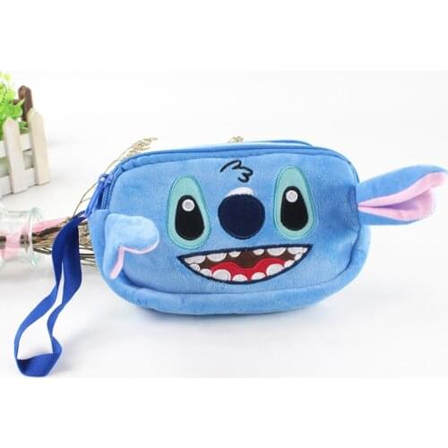 15*22cm Cartoon Lilo and Stitch Plush Toy Blue Storage Pen Bag Stitch Pencil Case Birthday Gift for Children