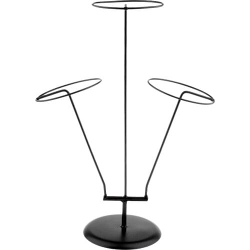 3 Layered Metal Hats Storage Display Holder Scarf Wigs Rack Stand Black