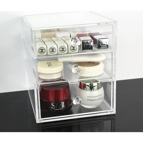 3Layer Storage Drawer Dustproof Cabinet Cosmetic Skin Care Dressing Table Organizer Lipstick Display Desktop Plastic Storage Box
