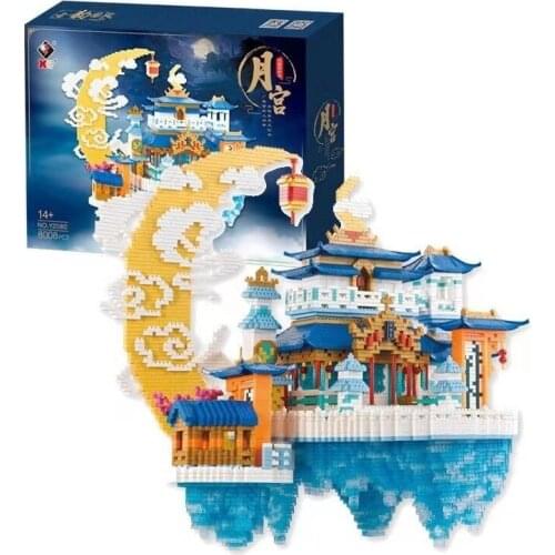 8008 Chinese traditional architecture Guanghan Palace Building Blocks Microparticles Puzzle game High difficulty Assembling toys