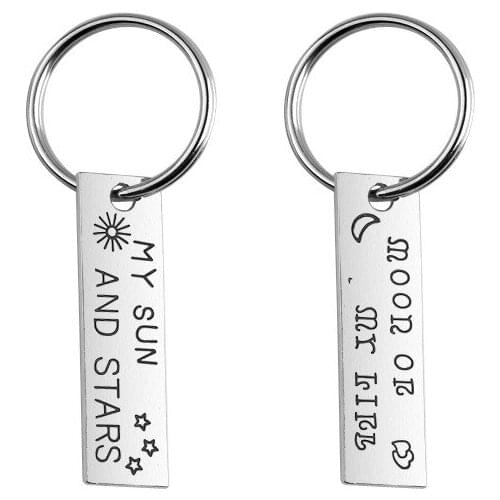 Letter "my sun and stars" Alloy Keychain Fashion Silver Color Pendant Key Chain Key Rings For Key Accessory Wholesale 12sets/lot