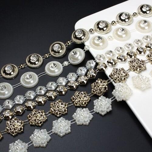 Crystal Strass Chain ABS Rhinestones Garment Resin Crafts Gold/White Tape Rhinestone Chain Sewing Decorations Garment Appliques