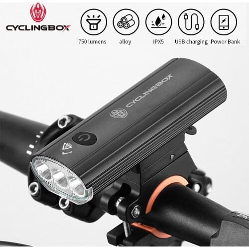 CyclingBOX Bicycle Light 1000Lumen 3000mAH Bike Headlight Power Bank Flashlight Handlebar USB Charging MTB Road Cycling Highligh