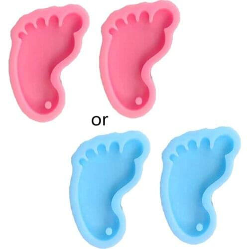 Baby Footprint Keychain Mold DIY Footmark Keychain Silicone Resin Casting Molds AXYD