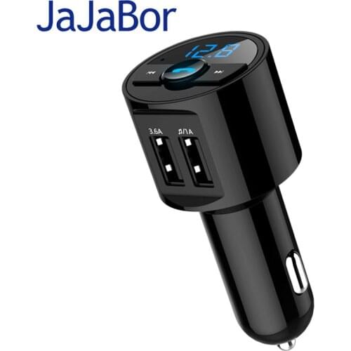 JaJaBor FM Transmitter Modulator 3.6A Quick USB Charger Bluetooth Car Kit A2DP Audio Music MP3 Player Phone Wireless Handsfree