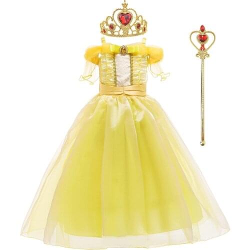Belle Dress Princess Dresses for Girls Kids Belle Cosplay Beauty and The Beast Costume Girl Birthday Party Halloween Dress