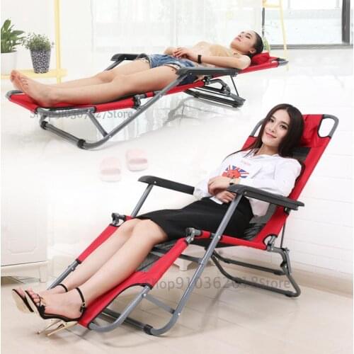 Recliner folding lunch break single folding chair office summer beach chair nap sleeping couch camp bed