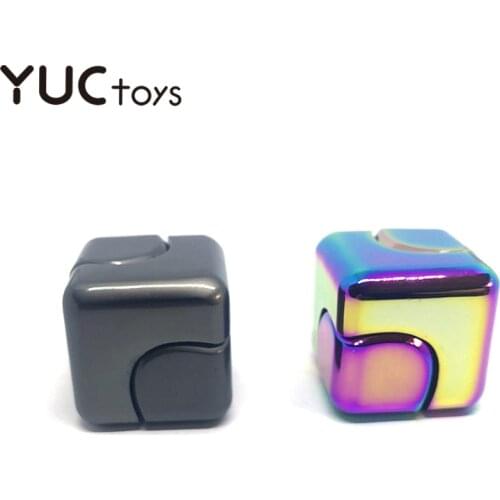 Square Hand Spinners Alloy Metal Toys Cube Fidget Gyro New Design Stress Relieve Fingertip Sieve Rainbow Toys for Children