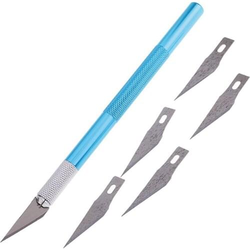 1 Set Metal Handle Scalpel Blade Knife Wood Paper Cutter Craft Pen Engraving Cutting Supplies DIY Stationery Utility Knife