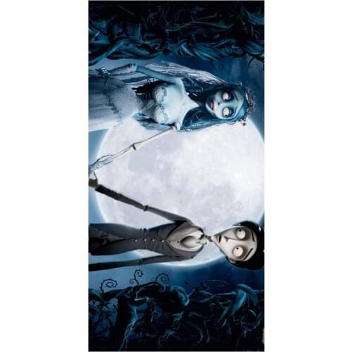 Corpse Bride Pattern Multifunctional Use Baby Bath Towels Women Hand Face Hair Drying Soft Bamboo Fiber Towel 35*70cm