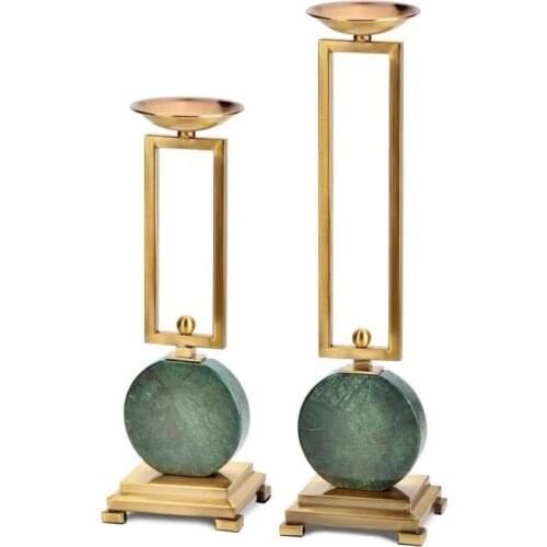 Saumur marble Candlestick metal European American model room decoration new Chinese Candlestick marble ornaments