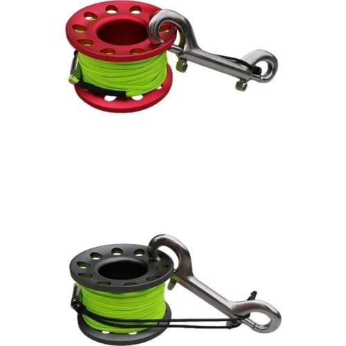Set of 2 Finger Spool Scuba Diving Dive Reels Compact with 15m Lines Red+Gray