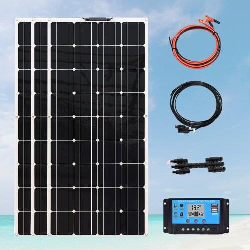 360W Home Solar Panels System Kit 3pcs 120W 12V 18V Monocrystalline Solar Panel Flexible Placa Solar Energy For Boat Car RV Roof