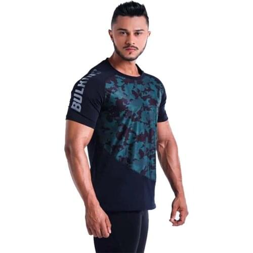 2021 New Muscle Brothers New Speed Dry camuflaje Fitness Short sleeves Men 's breathable Sports Net T - shirtv