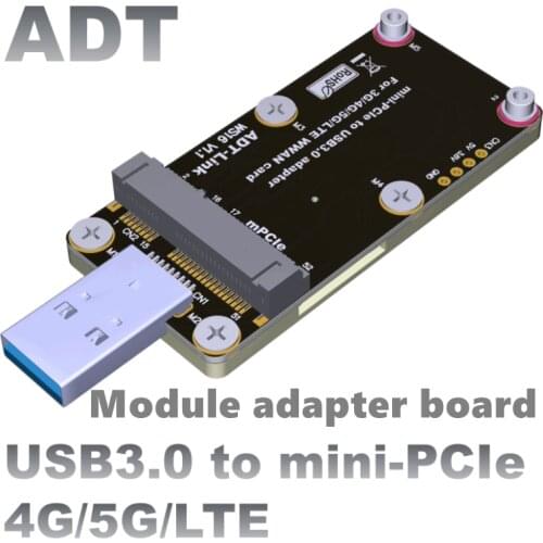Mini-PCIe to USB 3.0 adapter card with dual SIM card slots Support 4G/5G/LTE module high current for WWAN module adapter test