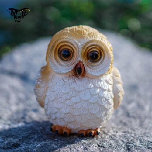 Resin Solar Owl Statue Creative Cute Animal Figurines External Garden Ornaments Balcony Courtyard Patio Decoration Home Decor
