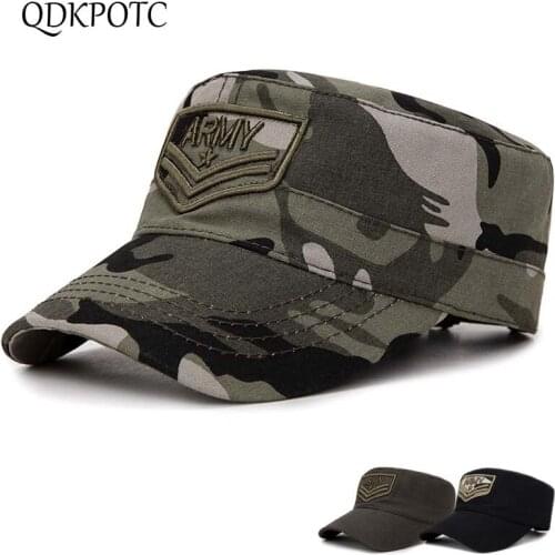 QDKPOTC 2018 New Camouflage Military Hats Flat Top Cap Mens Women Caps Embroidery Adjustable Casual For Men Military Patrol
