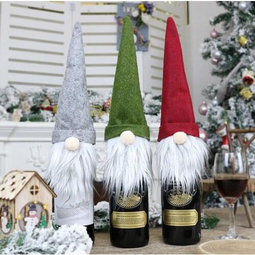Christmas Doll Wine Bottle Case Nordic Land God Santa Claus Champagne Wine Bottle Cover Decoration Christmas Accessories Gifts