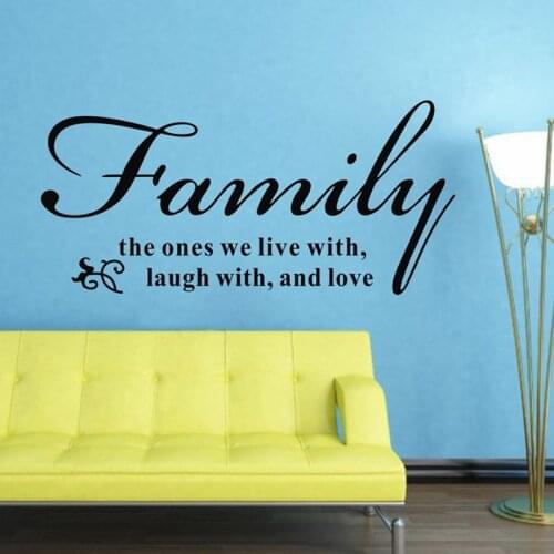 Family,the ones we live with,laugh with and love English Quote Vinyl Wall Stickers Removable Wall Art Decals