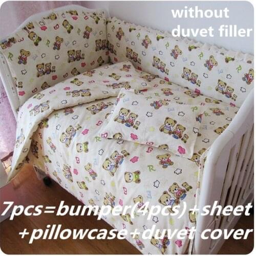 Discount! 6/7pcs baby crib cot bedding package washable cotton ruffle ultra soft thickening kids childen ,120*60/120*70cm