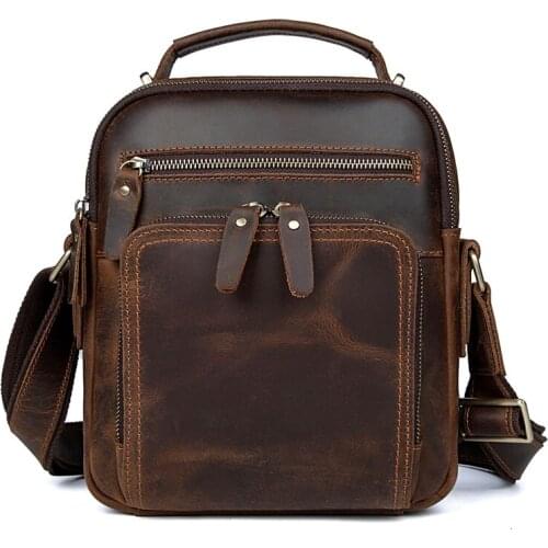 Man Shoulder Bags Vintage Casual Genuine Leather Men Fashion Casual Tote Hand Bag Male Crossbody Bags