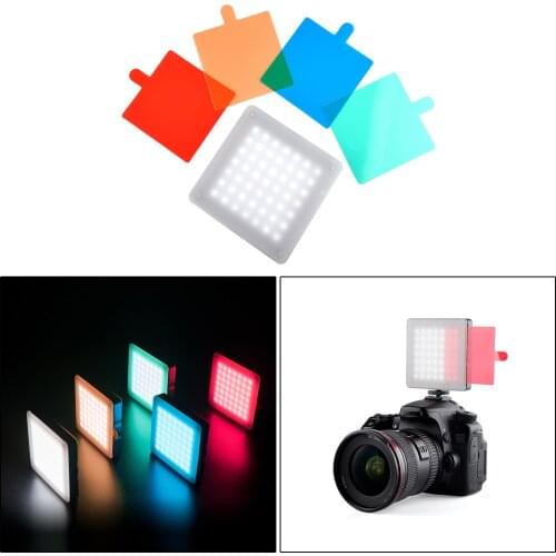 LED 49pcs LED Video Light w/ 4 Color Filters Dimmable Tabletop 700mAh Rechargeable Fill Light 6500K for Photo Studio Shooting