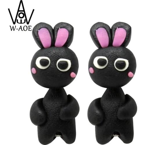 TTPAIAI 30 Brand Handmade Polymer Clay Rabbit Stud Earrings Fashion Cute Cartoon 3d Animal Earrings For Women Girl Kids Gift