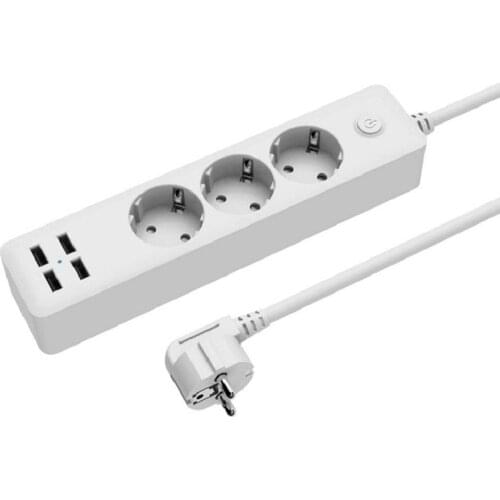 EU Power Strip Portable EU Schuko type Sockets 1.5/1.8m Cable Multiple Electric Extension Socket With 4 USB Port Fast Charging