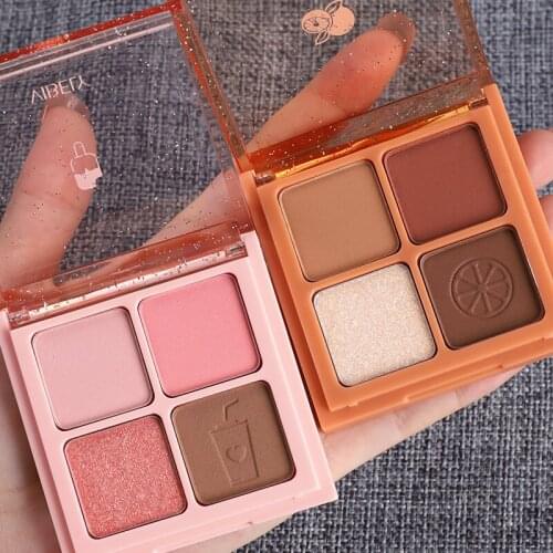 VIBELY 4 Color Shiny Eyeshadow Palette Glitter Shimmer Matte Earth Eye Shadow Waterproof Metallic Eye Makeup Cosmetic TSLM1