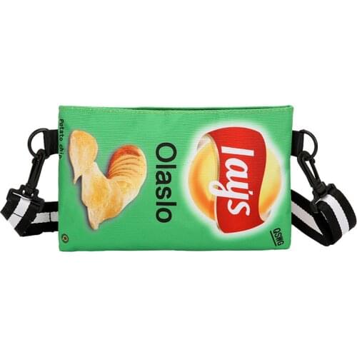 Super Fire Womens Personality Potato Chip Crossbody Bag Lady Shoulder Wide Hand Bags Totes Leisure Girl Cartoon Message Bags