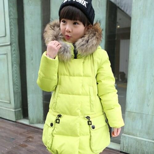 Girls winter new down jacket Girls hooded windproof warm down jacket Girls' solid color cold resistant jacket Girl winter coat